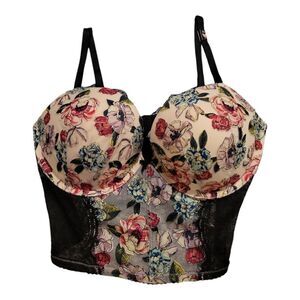 Victoria's Secret Floral Corset Bra PUSH UP 1 Cup Larger 36D NWT